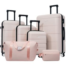Hardshell Luggage Sets 6 Piece with 2 Bags,Carry on Suitcase with Handle Password Lock Double Spinner Wheels, Lightweight 16"+20"+24"+28" Luggage
