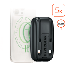 HyperGear Mag Grip Go 5000mAh Wireless Power Bank (Color: Black)